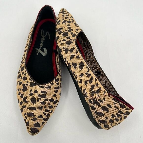 Seven7 Elsa Leopard Print Pointed Toe Fly Knit Flats Size 8 - Picture 1 of 10
